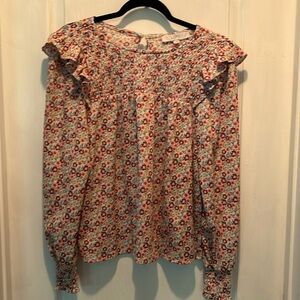 Loft ruffle pleated neck blouse  Perfect fall colors. Relaxed fit